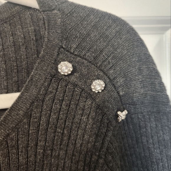 Liz Claiborne Ribbed Rhinestone Shoulder Sweater - Picture 3 of 3
